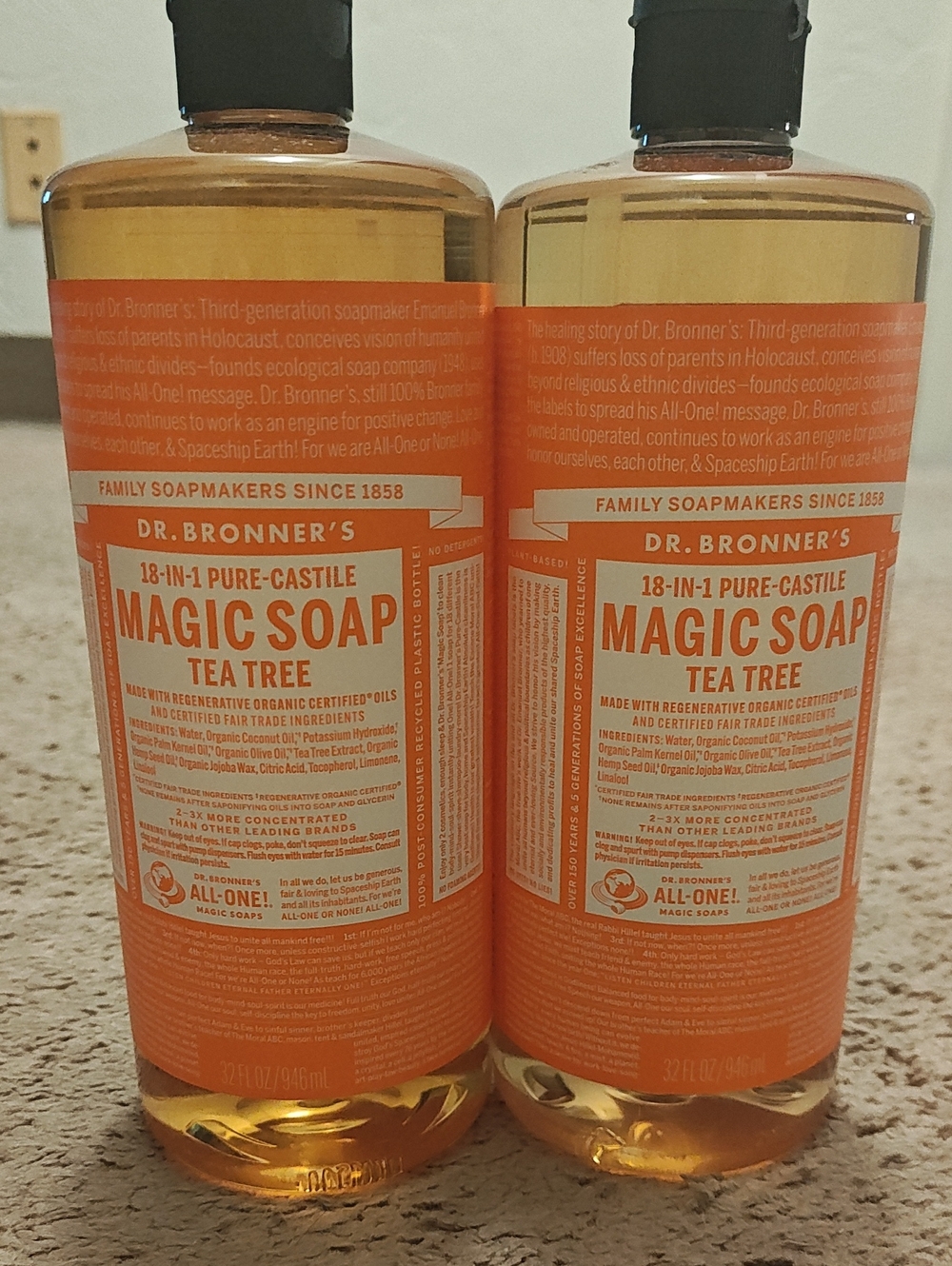 2 Sealed Dr Bronner's Tea Tree Castile Soap